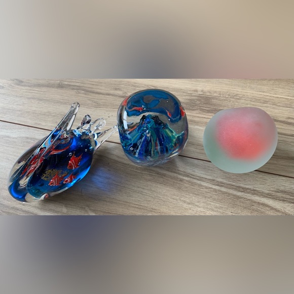 Vintage glass art fishbowl seascape cylinder - Picture 2 of 4